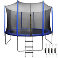 Heavy-Duty Outdoor Trampoline with Safety Enclosure Net, Anchors & Ladder 12ft DL95