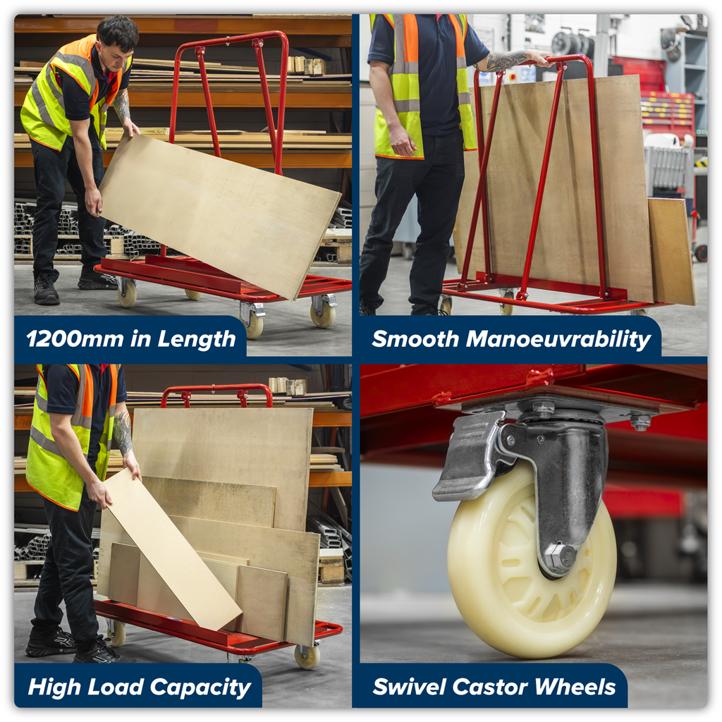 Large Sheet Handling Plasterboard Trolley 800kg Capacity DWC01