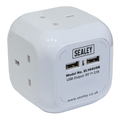 1.4m Extension Cable Cube 4 x 230V & 2 x USB  - White EL144USB