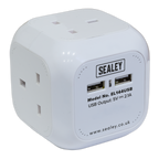 1.4m Extension Cable Cube 4 x 230V & 2 x USB  - White EL144USB