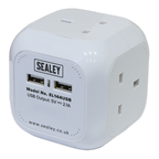 1.4m Extension Cable Cube 4 x 230V & 2 x USB  - White EL144USB