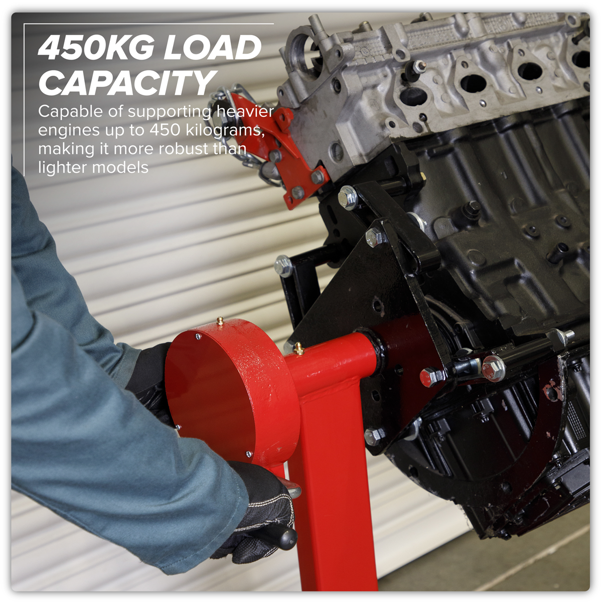 Folding 360º Rotating Engine Stand with Geared Handle Drive 450kg Capacity ES480D
