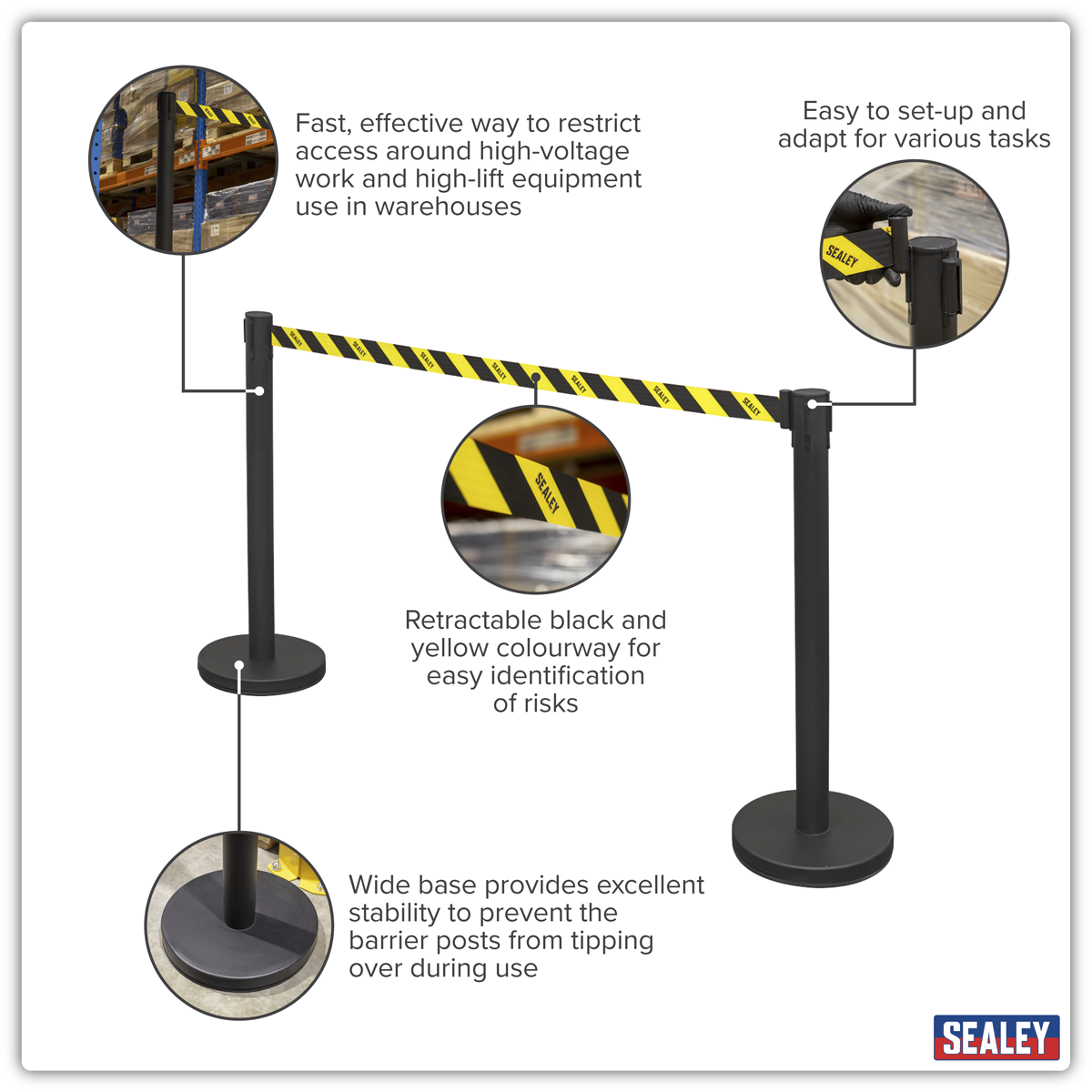 Retractable Safety Belt Barrier Post - Set of 2 EV23