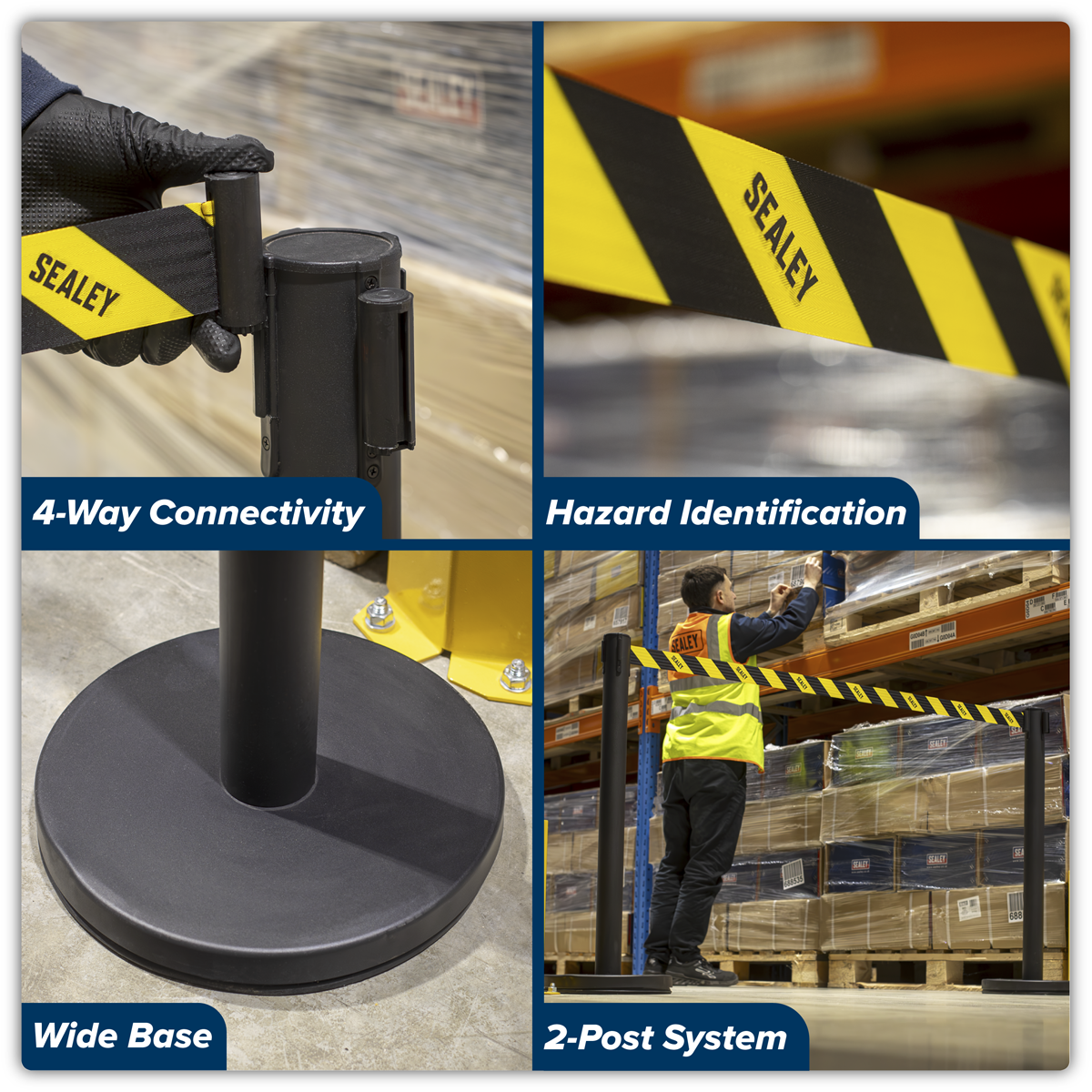 Retractable Safety Belt Barrier Post - Set of 2 EV23