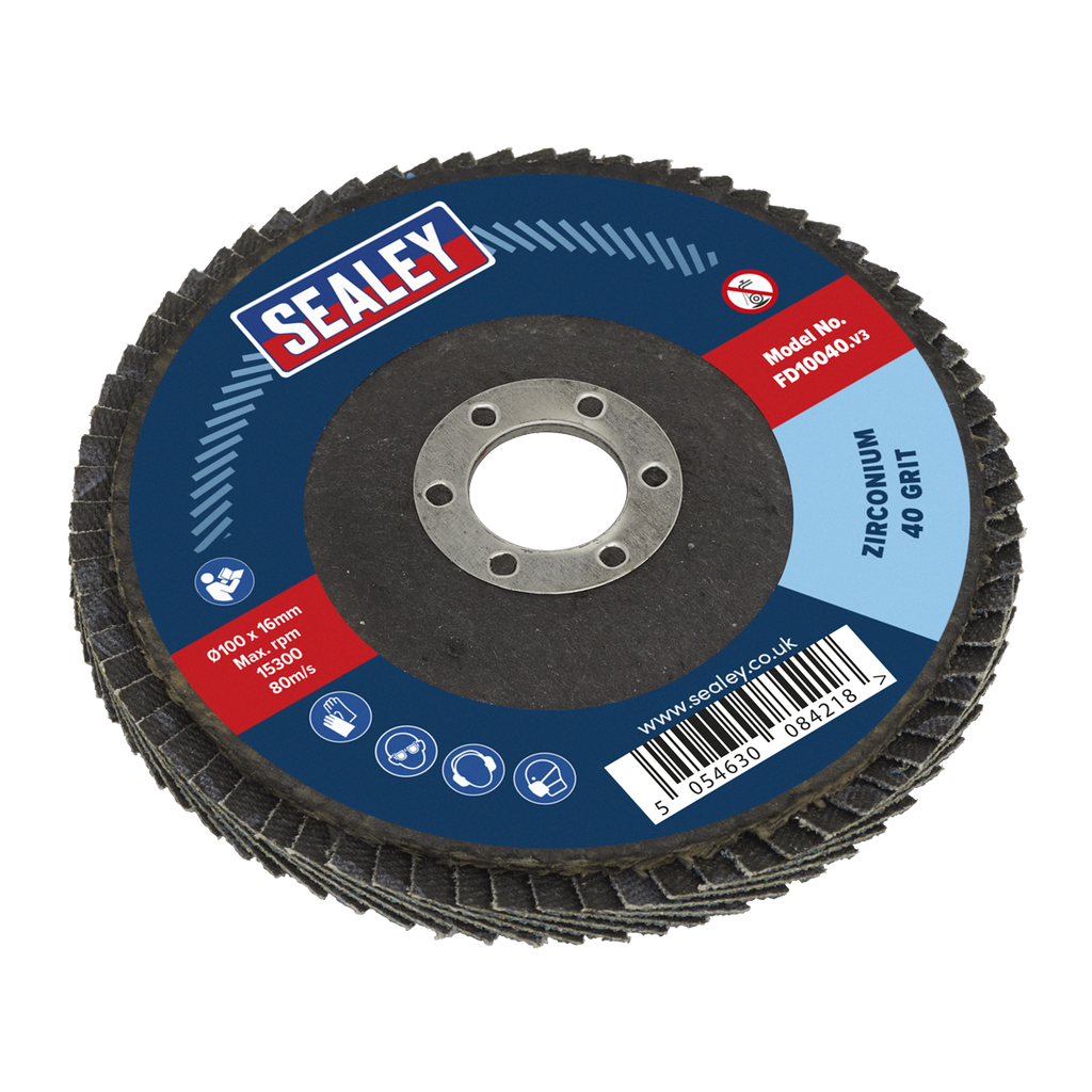 100mm Zirconium Flap Disc 40Grit 16mm Bore FD10040