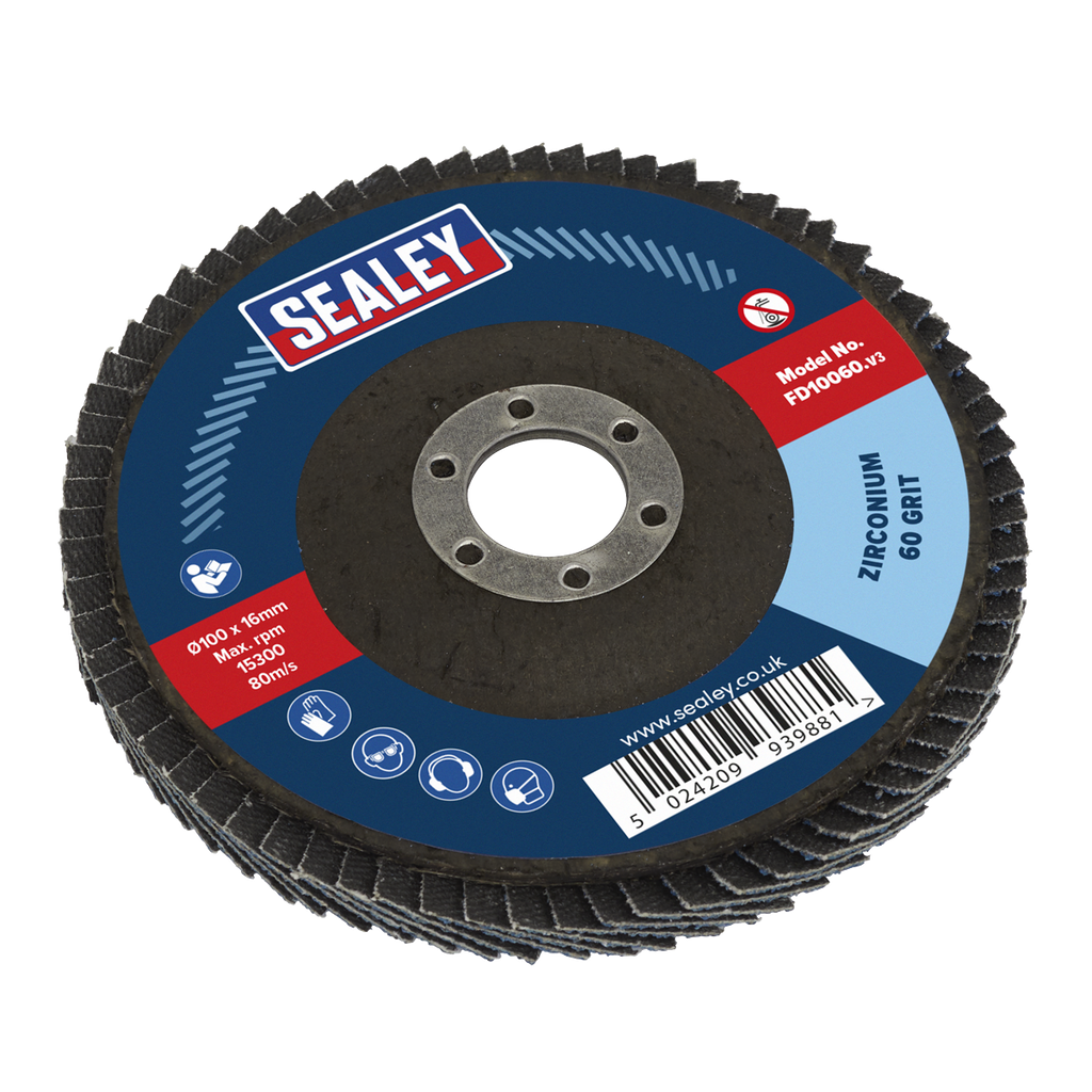 100mm Zirconium Flap Disc 60Grit 16mm Bore FD10060