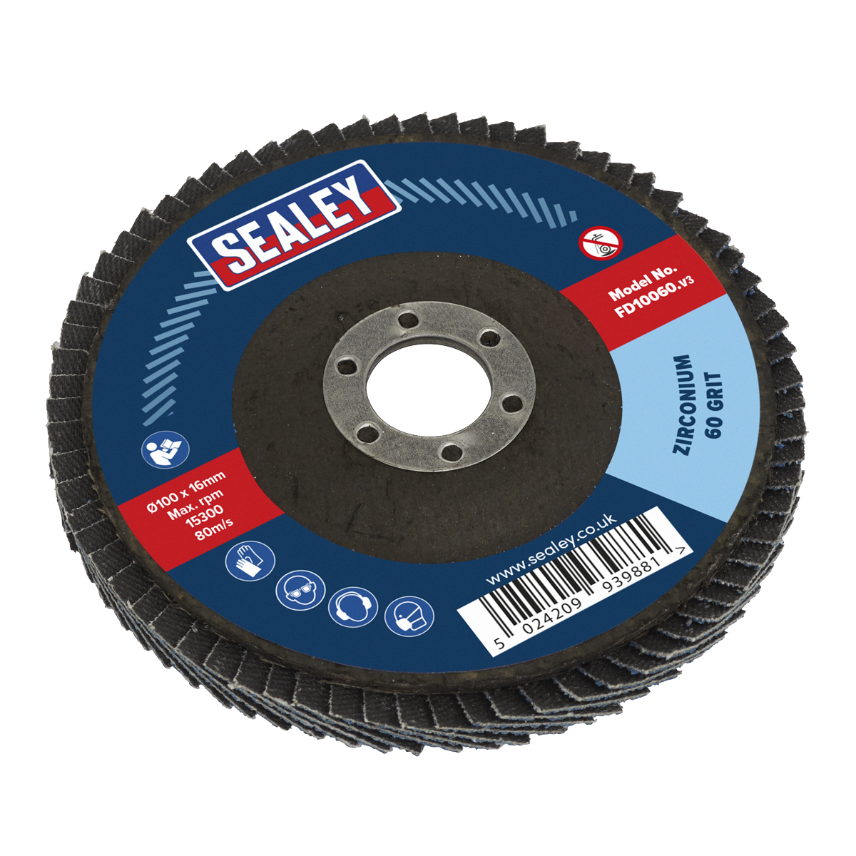 100mm Zirconium Flap Disc 60Grit 16mm Bore FD10060
