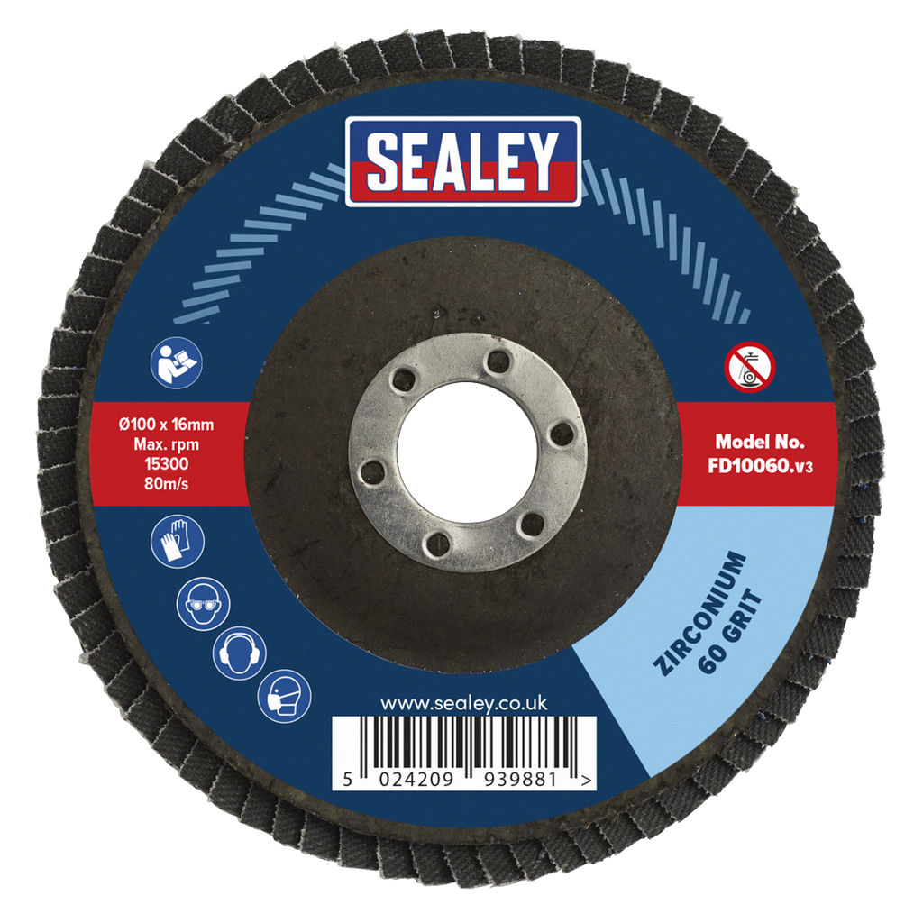 100mm Zirconium Flap Disc 60Grit 16mm Bore FD10060