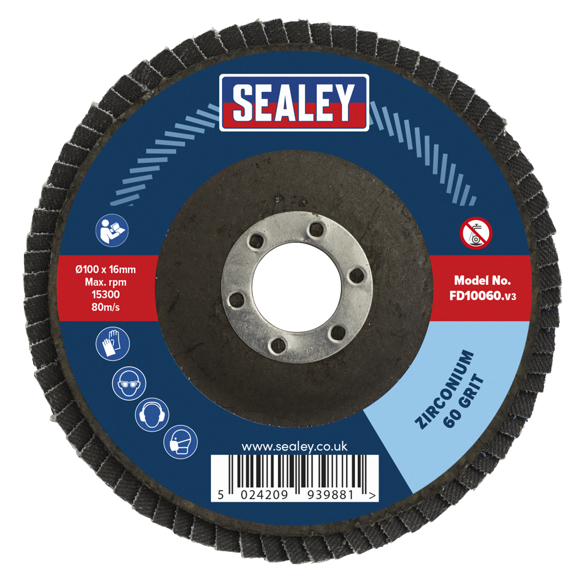 100mm Zirconium Flap Disc 60Grit 16mm Bore FD10060