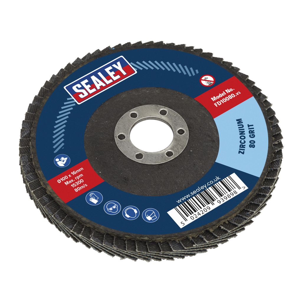 100mm Zirconium Flap Disc 80Grit 16mm Bore FD10080