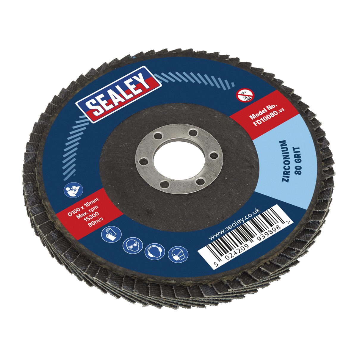 100mm Zirconium Flap Disc 80Grit 16mm Bore FD10080