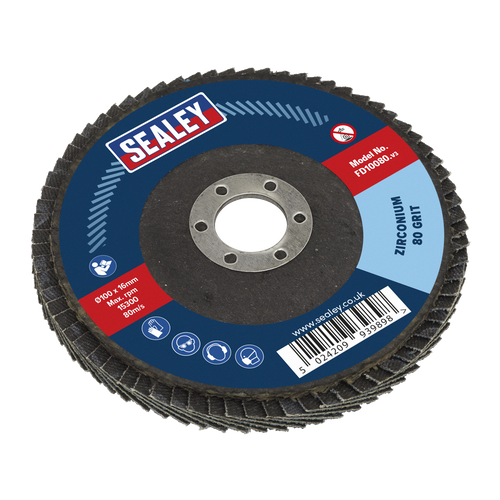 100mm Zirconium Flap Disc 80Grit 16mm Bore FD10080
