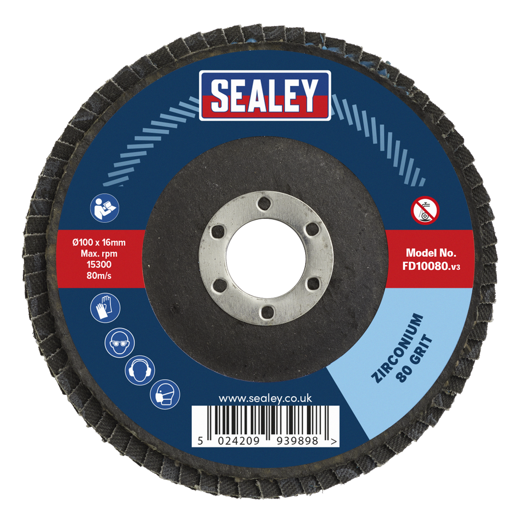 100mm Zirconium Flap Disc 80Grit 16mm Bore FD10080