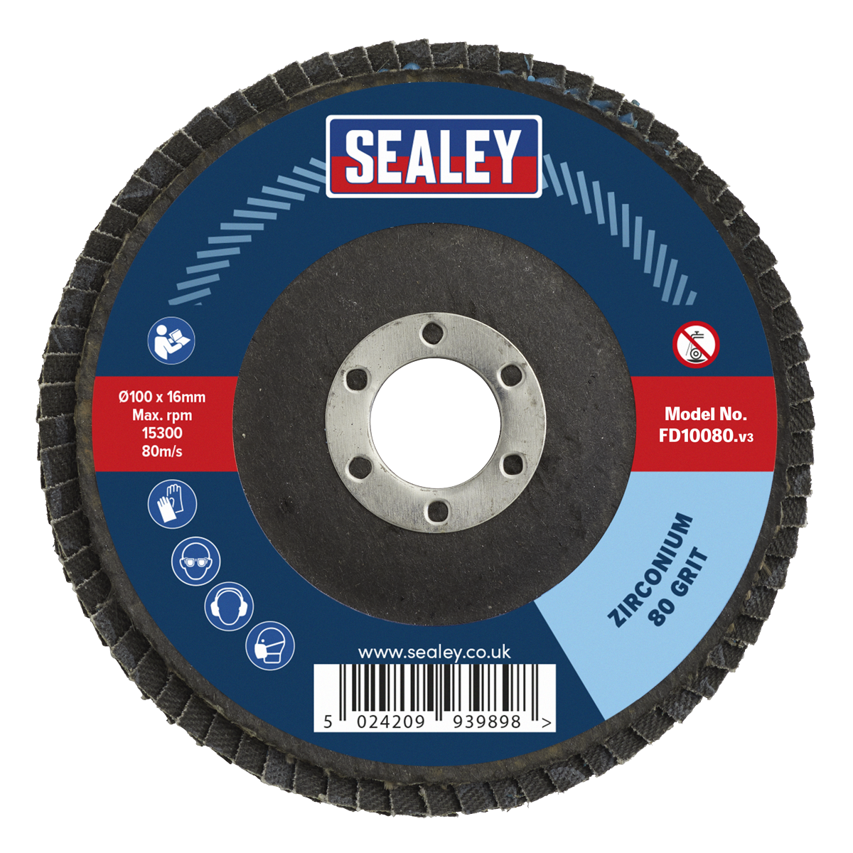 100mm Zirconium Flap Disc 80Grit 16mm Bore FD10080