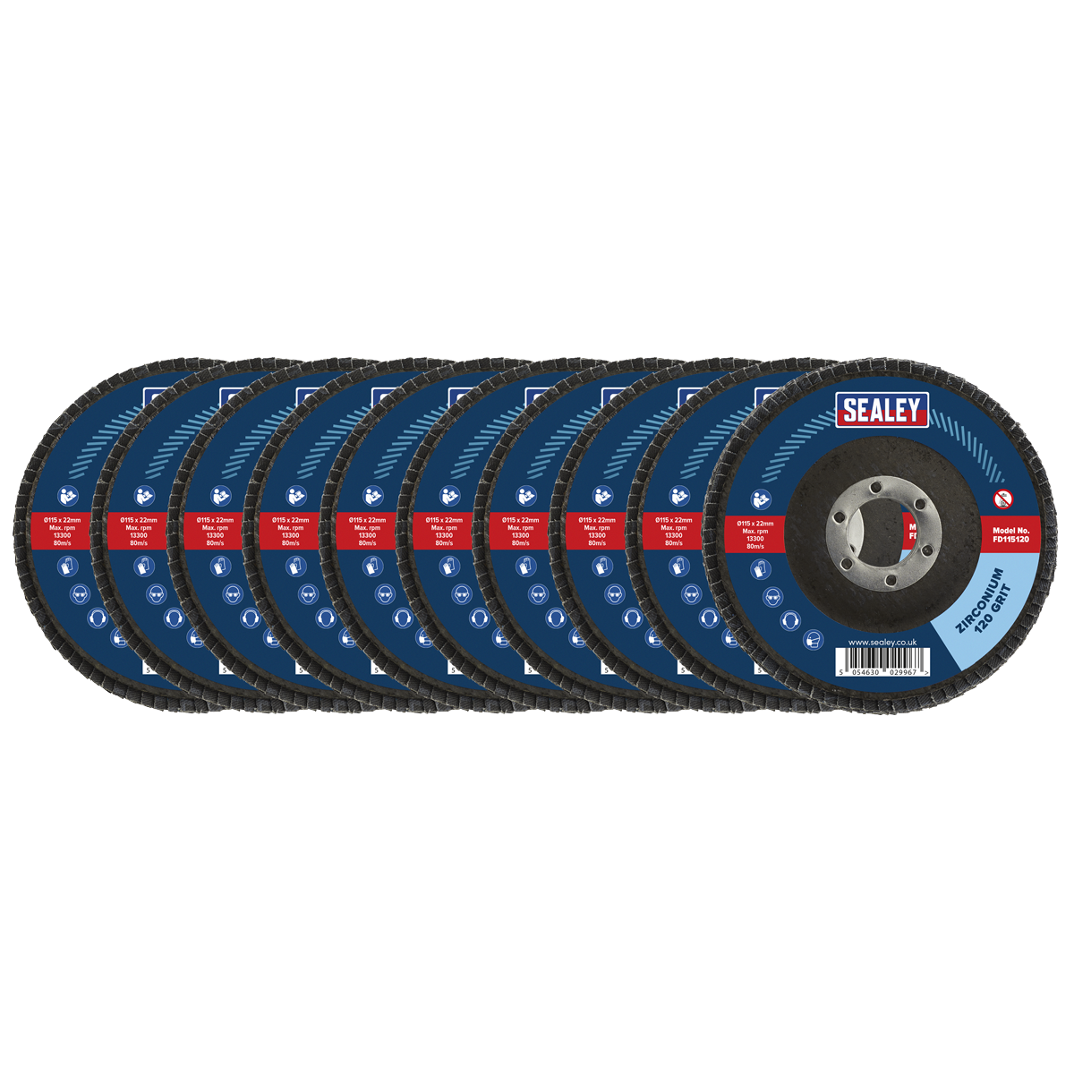 115mm Zirconium Flap Discs 120Grit 22mm Bore - Pack of 10 FD11512010