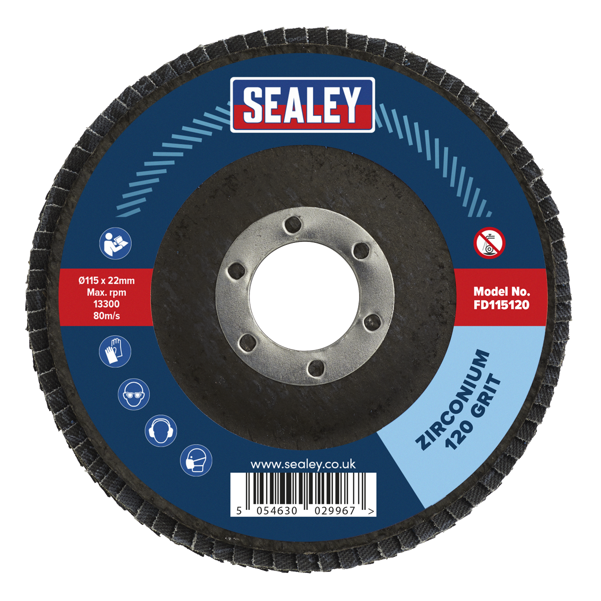 115mm Zirconium Flap Discs 120Grit 22mm Bore - Pack of 10 FD11512010