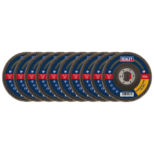115mm Aluminium Oxide Flap Discs 120Grit 22mm Bore - Pack of 10 FD115120E10