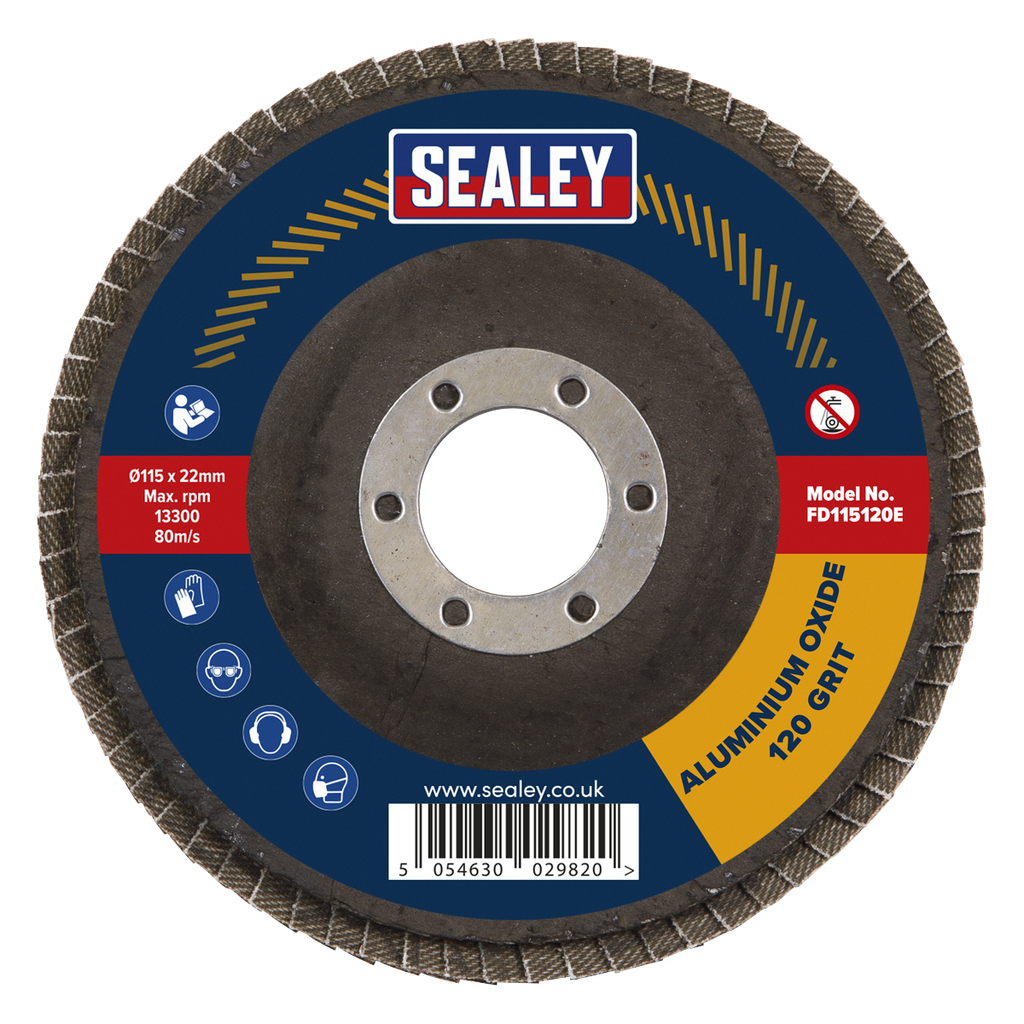 115mm Aluminium Oxide Flap Disc 120Grit 22mm Bore FD115120E