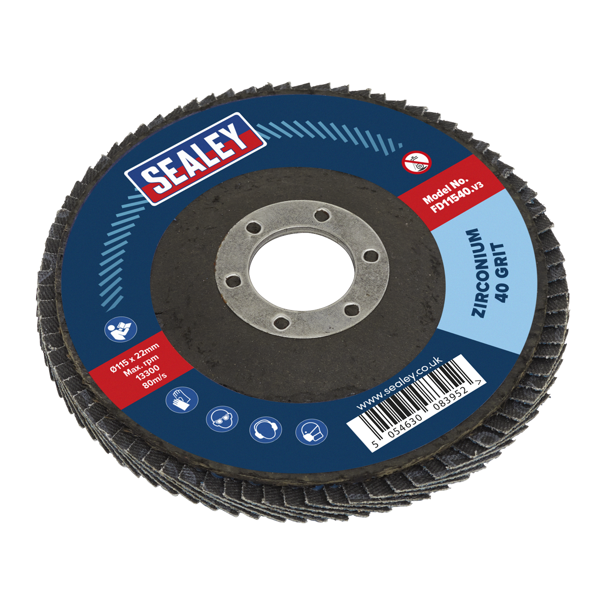 115mm Zirconium Flap Discs 40Grit 22mm Bore - Pack of 10 FD1154010