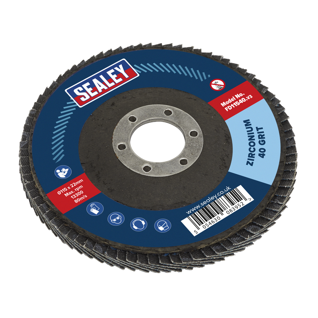 115mm Zirconium Flap Disc 40Grit 22mm Bore FD11540