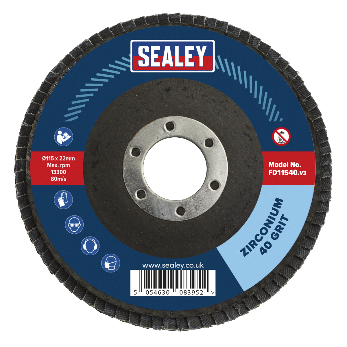 115mm Zirconium Flap Disc 40Grit 22mm Bore FD11540