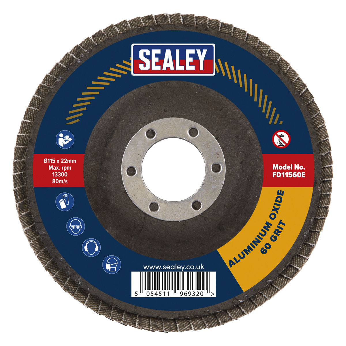115mm Aluminium Oxide Flap Discs 60Grit 22mm Bore - Pack of 10 FD11560E10