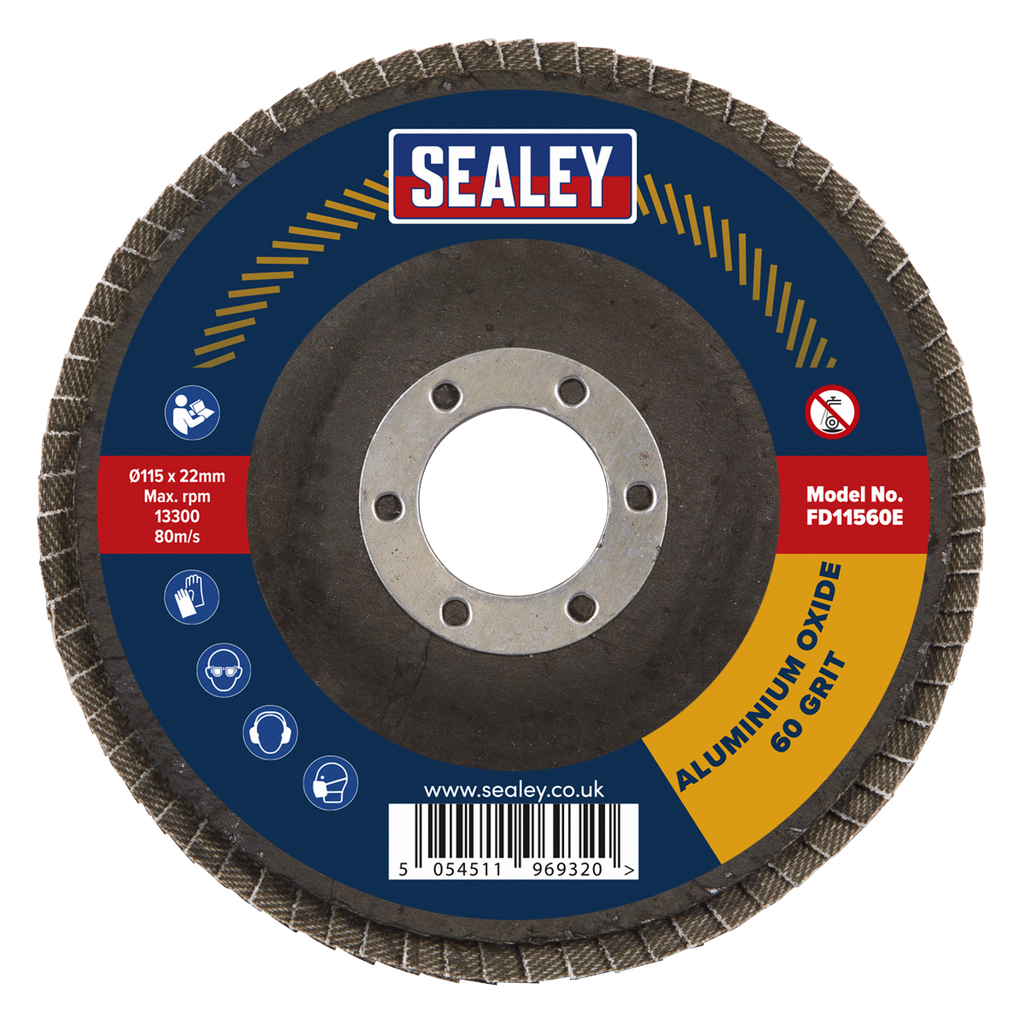 115mm Aluminium Oxide Flap Disc 60Grit 22mm Bore FD11560E