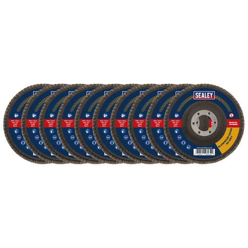 115mm Aluminium Oxide Flap Discs Assorted Grit 22mm Bore - Pack of 10 FD115EMIX