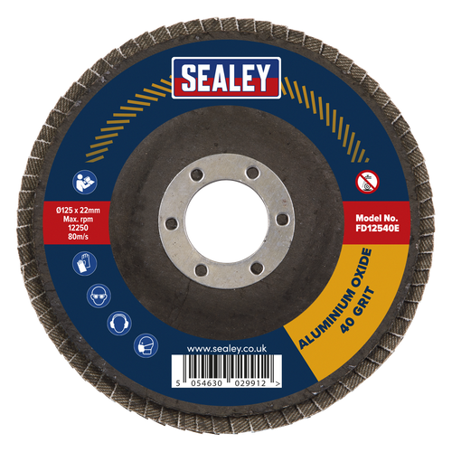 125mm Aluminium Oxide Flap Disc 40Grit 22mm Bore FD12540E