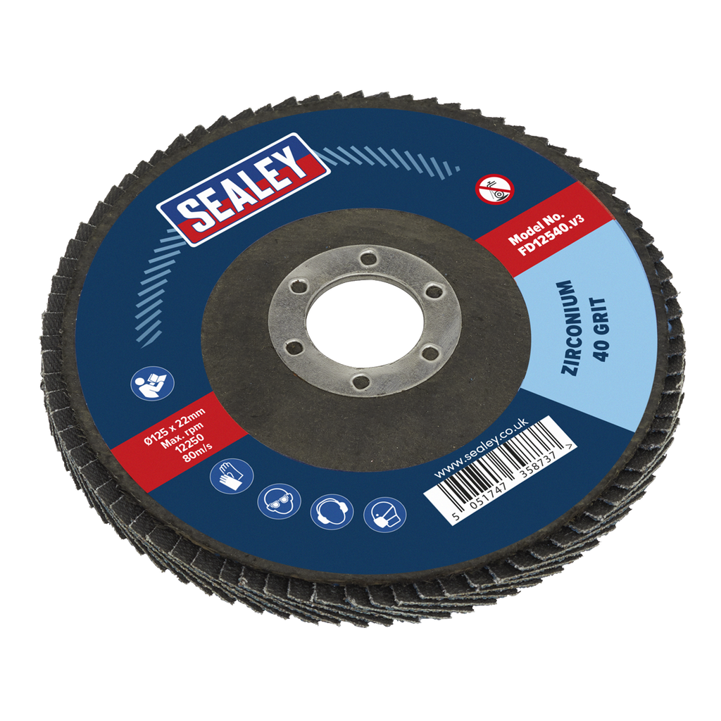 125mm Zirconium Flap Disc 40Grit 22mm Bore FD12540