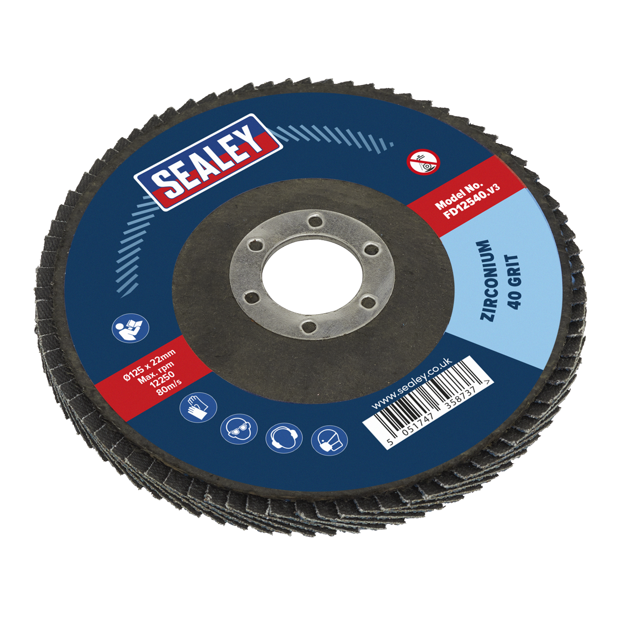 125mm Zirconium Flap Disc 40Grit 22mm Bore FD12540