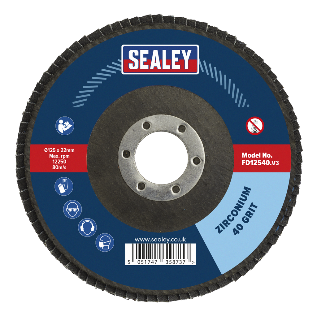 125mm Zirconium Flap Disc 40Grit 22mm Bore FD12540