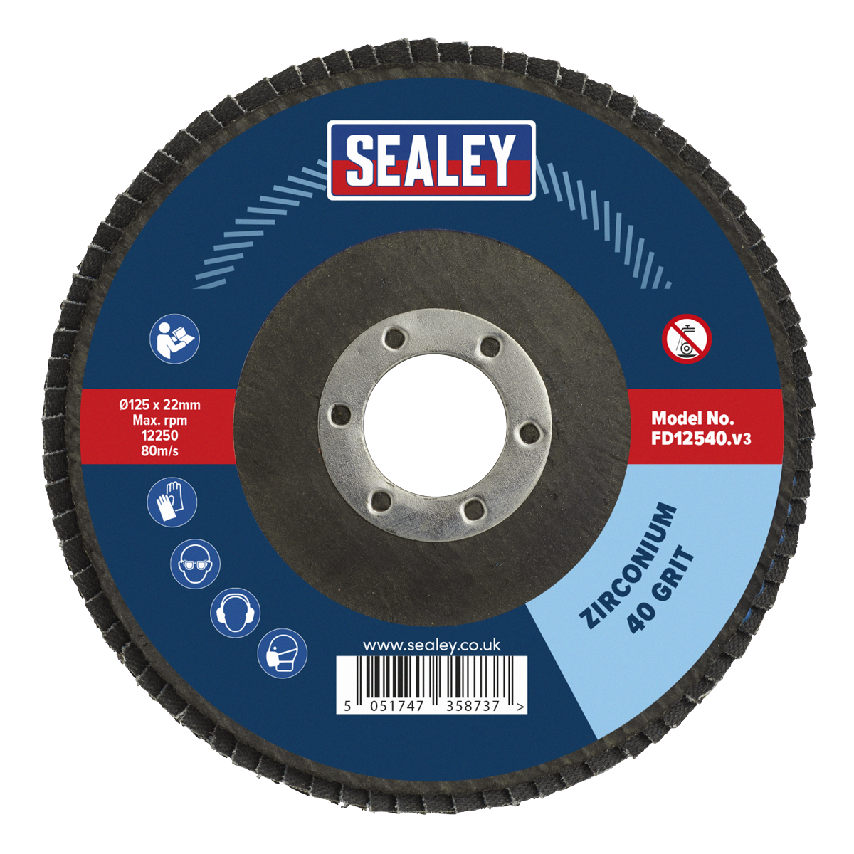 125mm Zirconium Flap Disc 40Grit 22mm Bore FD12540