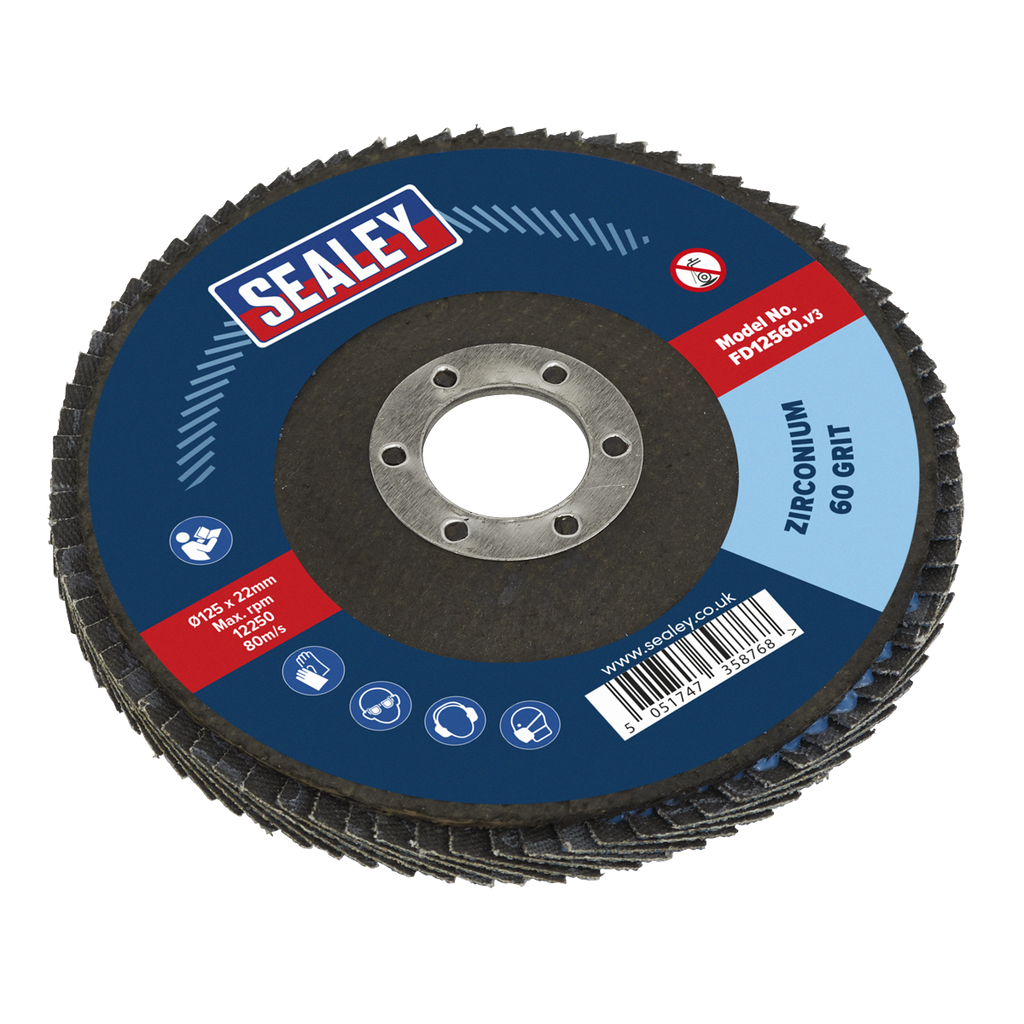 125mm Zirconium Flap Disc 60Grit 22mm Bore FD12560