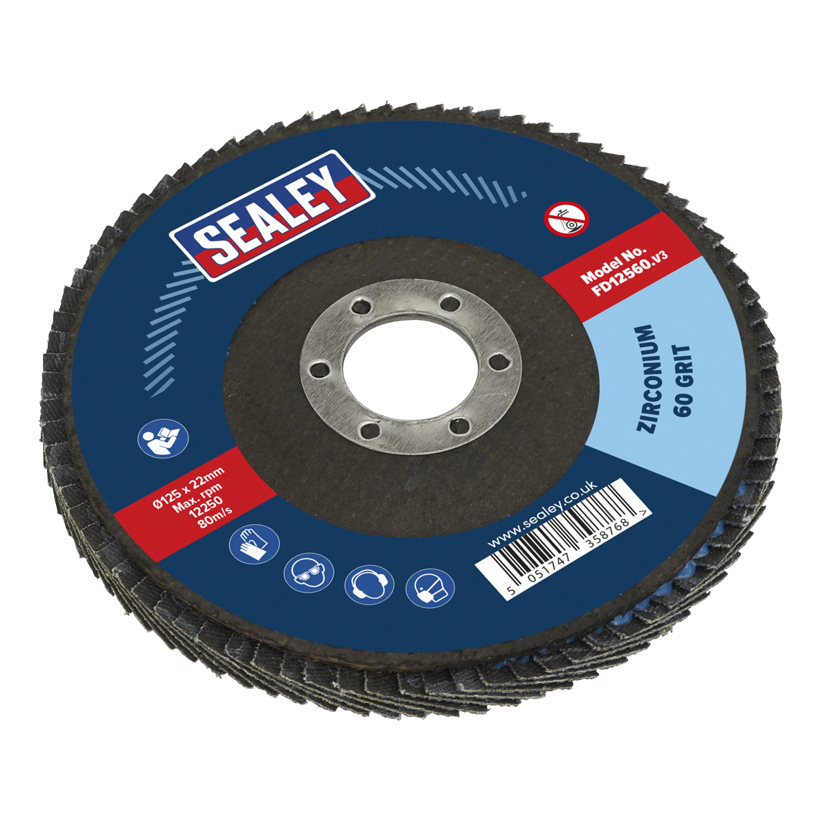 125mm Zirconium Flap Disc 60Grit 22mm Bore FD12560
