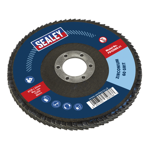 125mm Zirconium Flap Disc 60Grit 22mm Bore FD12560