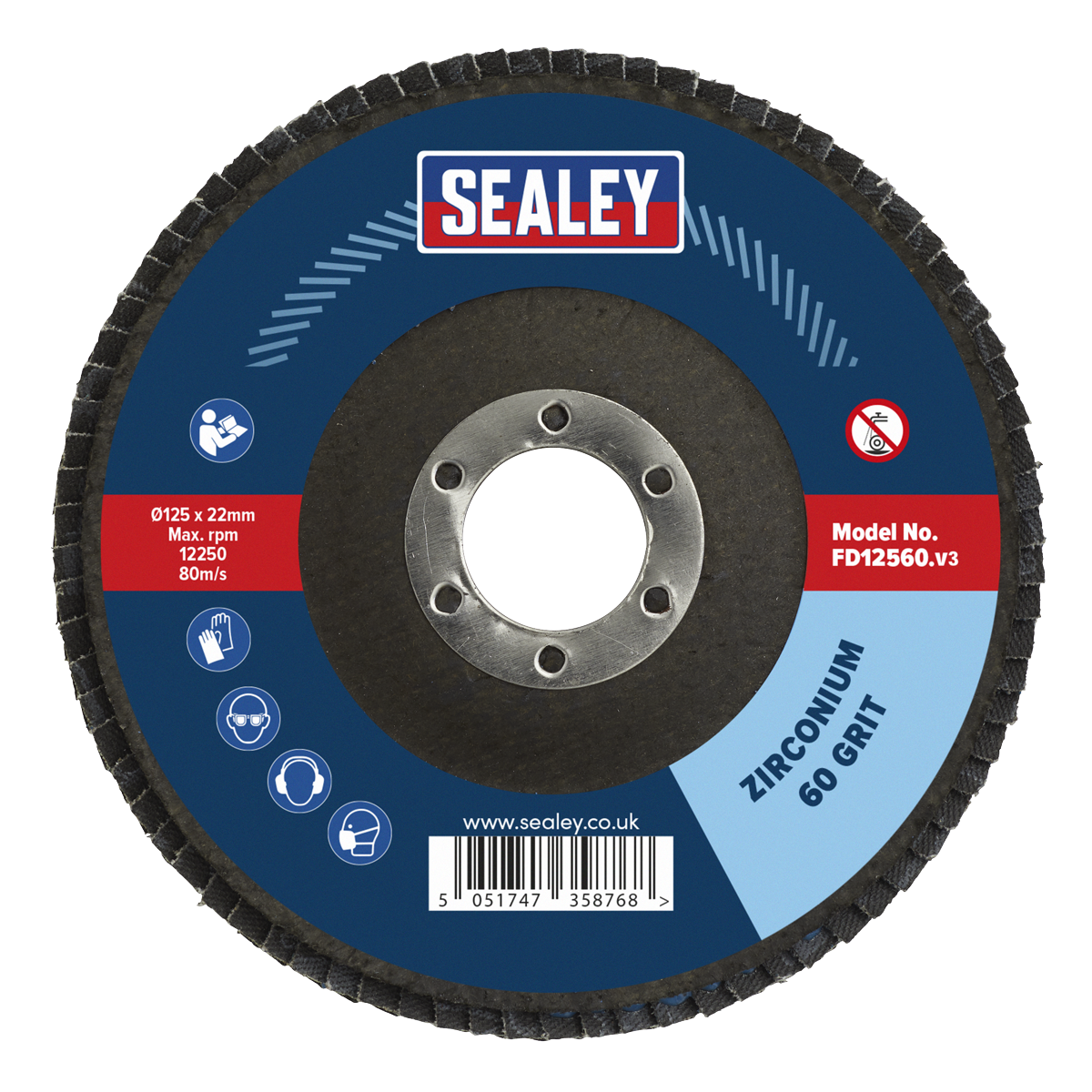 125mm Zirconium Flap Disc 60Grit 22mm Bore FD12560