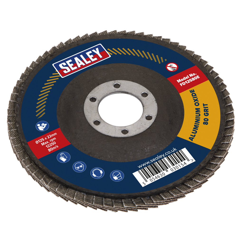 125mm Aluminium Oxide Flap Disc 80Grit 22mm Bore FD12580E