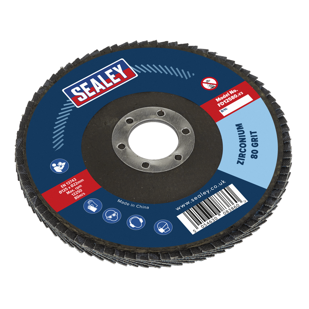 125mm Zirconium Flap Disc 80Grit 22mm Bore FD12580