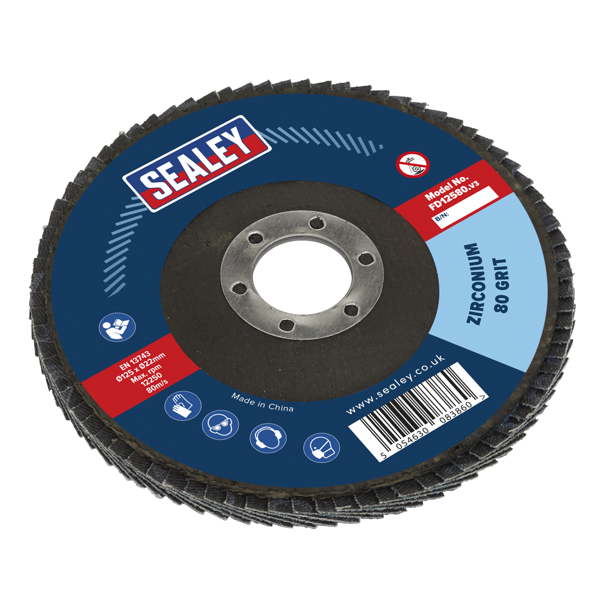 125mm Zirconium Flap Disc 80Grit 22mm Bore FD12580
