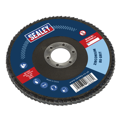 125mm Zirconium Flap Disc 80Grit 22mm Bore FD12580