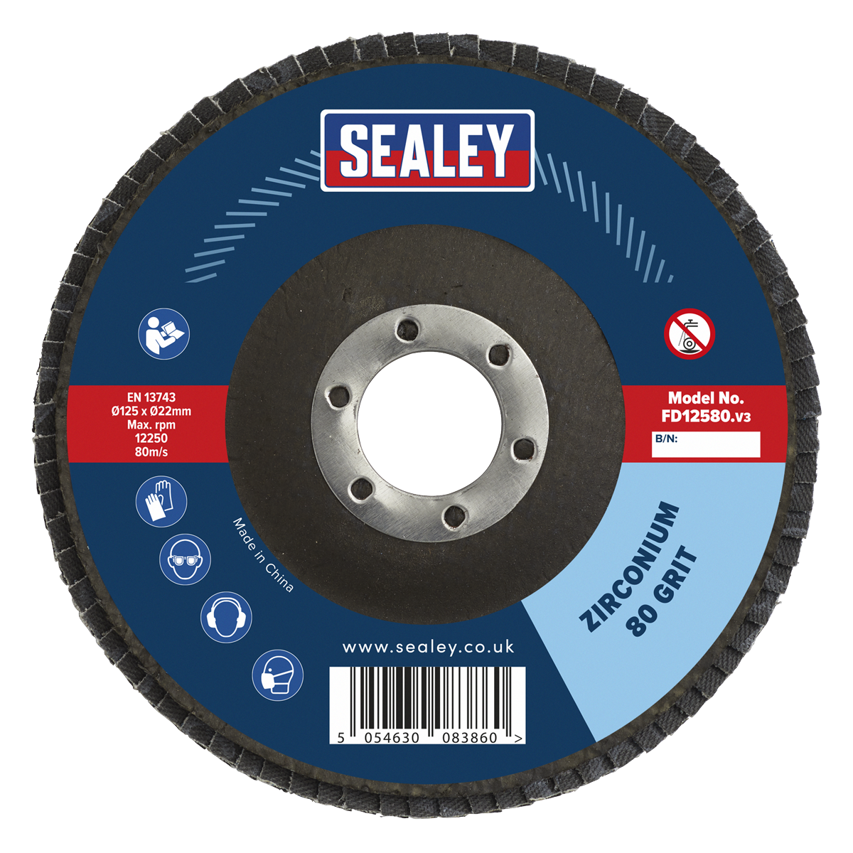 125mm Zirconium Flap Disc 80Grit 22mm Bore FD12580