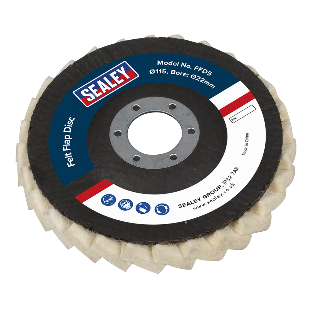 115mm Felt Flap Disc 22mm Bore - Pack of 5 FFD5