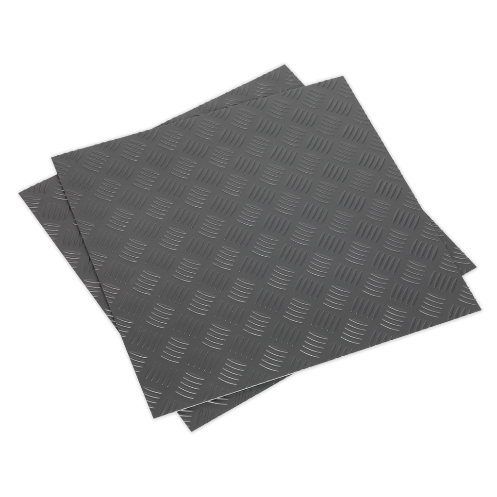 Vinyl Floor Tile with Peel & Stick Backing Silver Treadplate Pack of 16 FT1S
