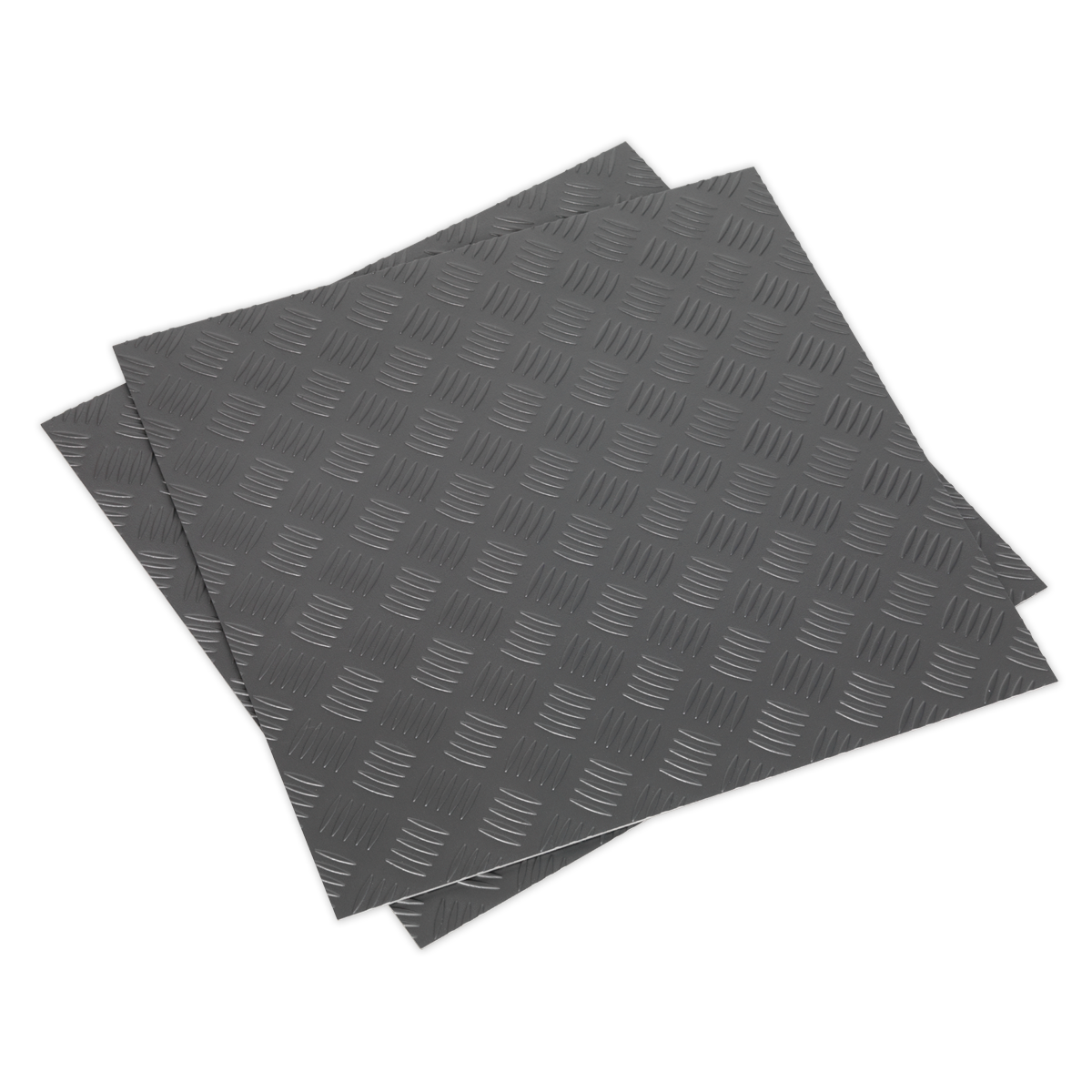 Vinyl Floor Tile with Peel & Stick Backing Silver Treadplate Pack of 16 FT1S