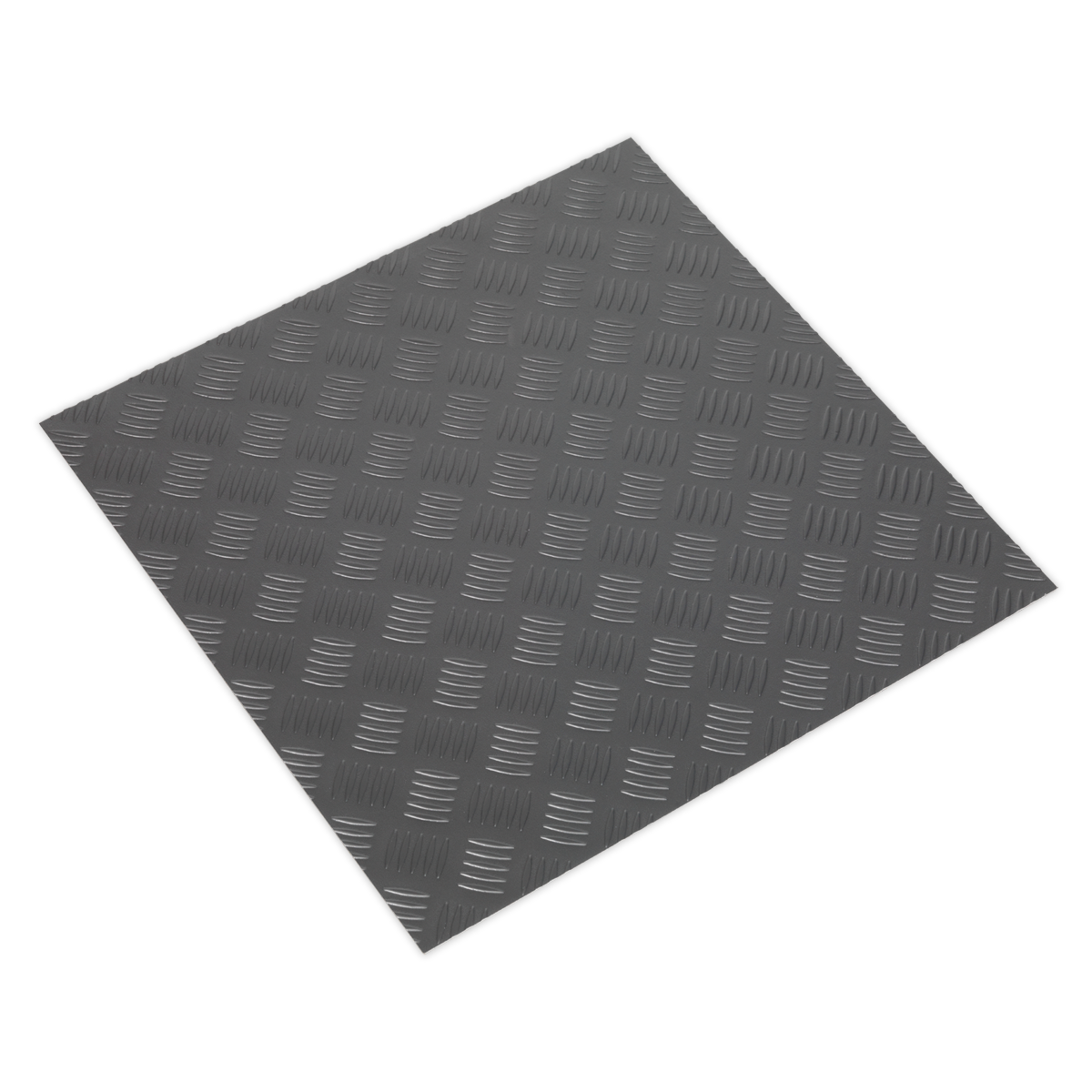 Vinyl Floor Tile with Peel & Stick Backing Silver Treadplate Pack of 16 FT1S