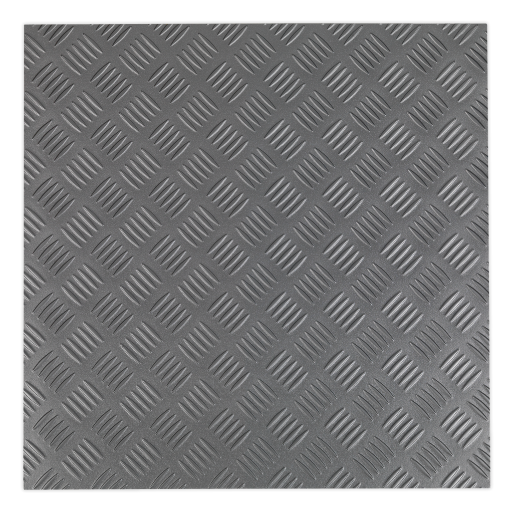 Vinyl Floor Tile with Peel & Stick Backing Silver Treadplate Pack of 16 FT1S