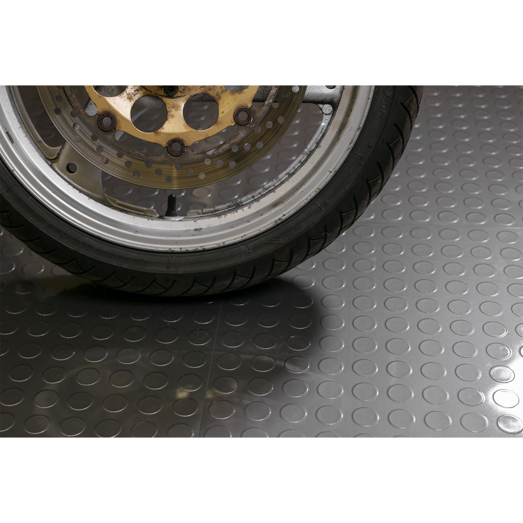 Vinyl Floor Tile with Peel & Stick Backing Silver Coin Pack of 16 FT2S