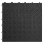 Polypropylene Floor Tile 400 x 400mm, Black Treadplate - Pack of 9 FT3B