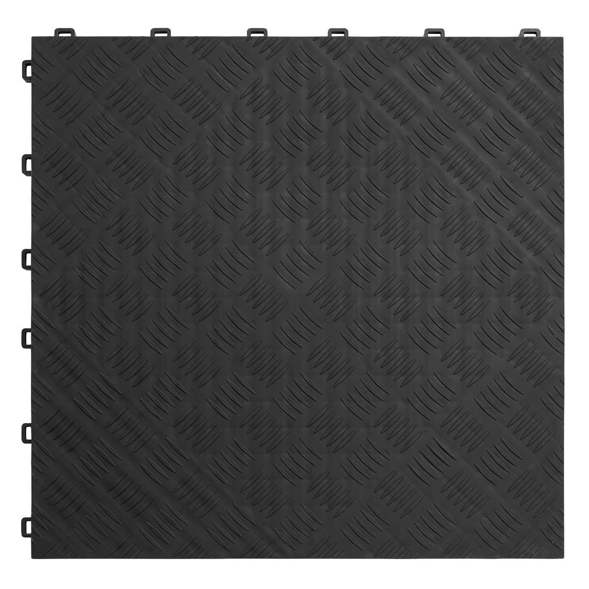 Polypropylene Floor Tile 400 x 400mm, Black Treadplate - Pack of 9 FT3B